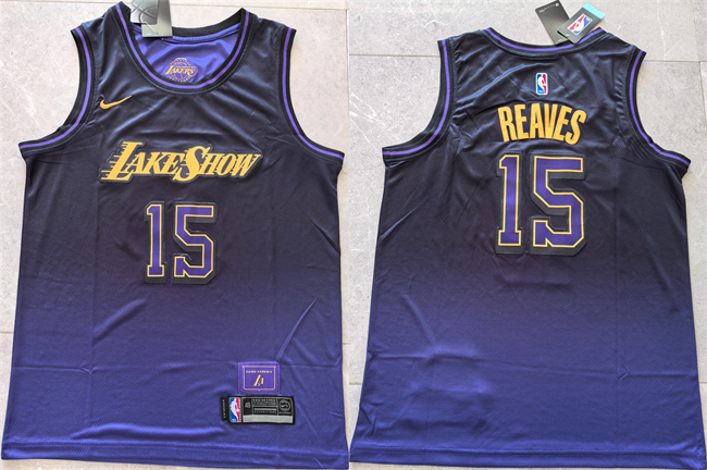 Men's Purple Los Angeles Lakers #15 Austin Reaves 2024 City Edition Stitched Basketball Jersey